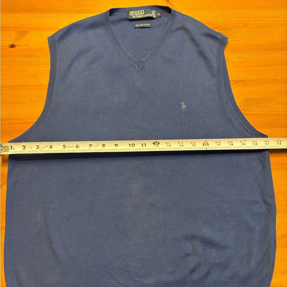 Polo Ralph Lauren Pima Cotton Blue V-Neck Sweater Vest Sz. M